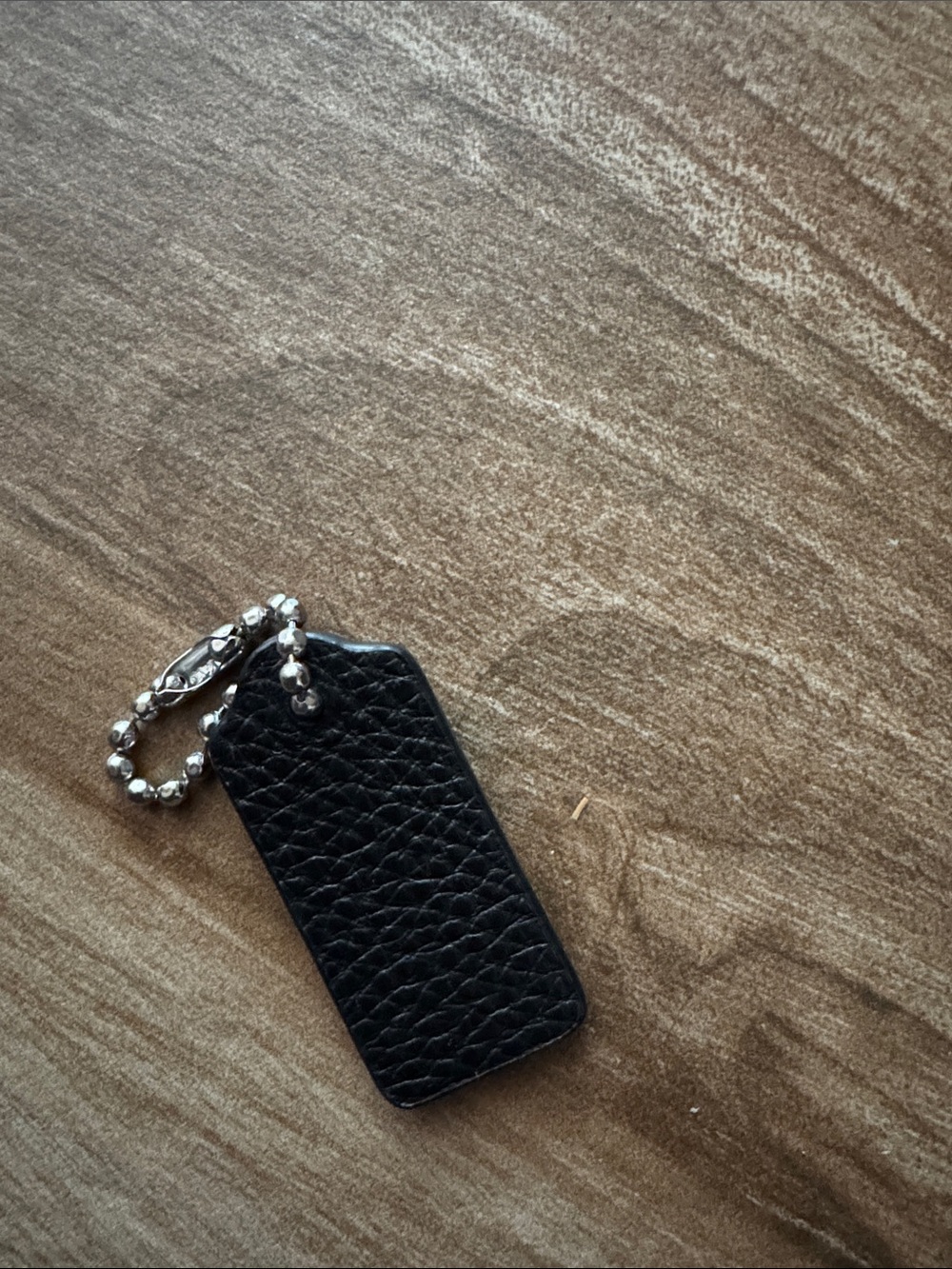 Coach Black Pebbled Leather Key Tag with Silver Chain - Picture 2 of 2